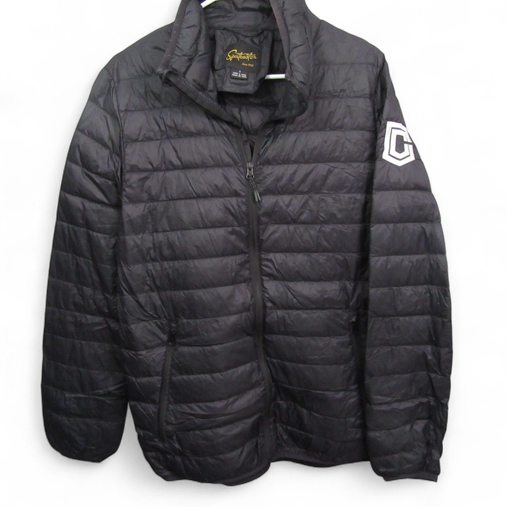 Sportcaster Mens Puffer Jacket S Black‎ Insulated Zippered Pockets Nylon